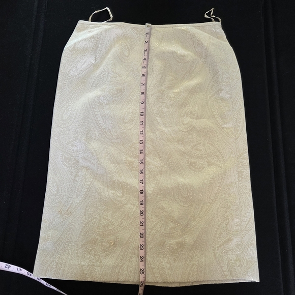 Le Suit Ivory Neutral Paisley Pencil Skirt Size 12 - Picture 6 of 11